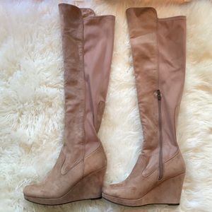 Chinese laundry suede over-the-knee wedge boot 7.5